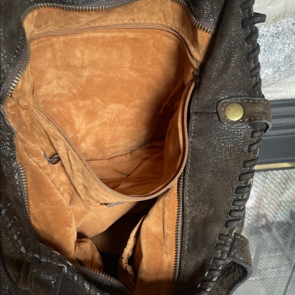 Patricia Nash Suede Leather Tote with Brass Hardware - Picture 5 of 10